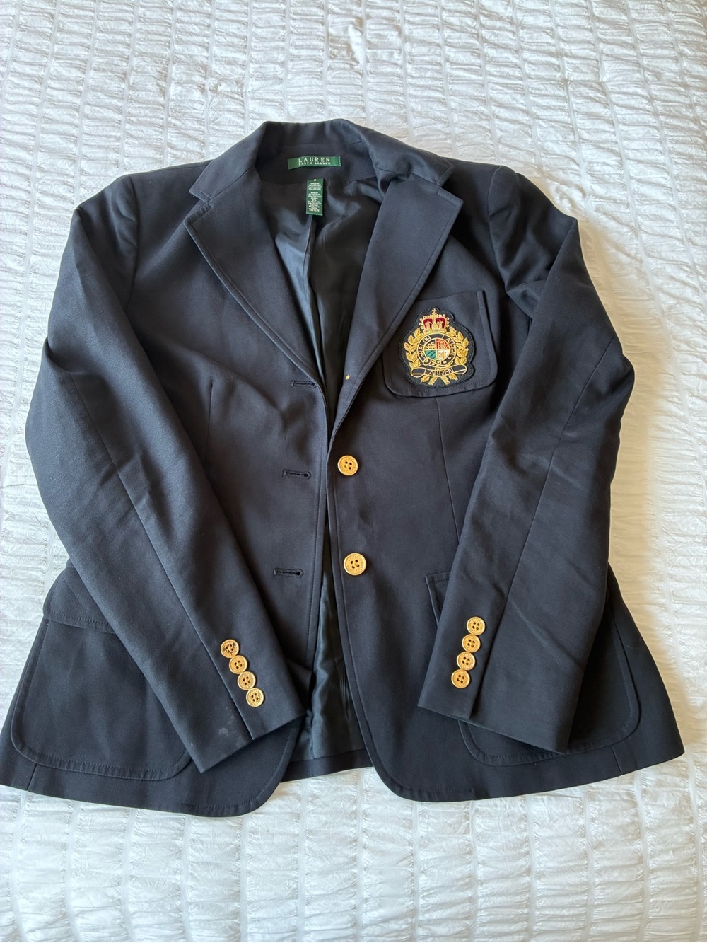 Ralph Lauren Crest Blazer Navy Gold Buttons Size 8